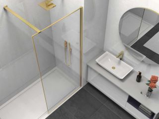 Душевая перегородка Vincea Walk-In HS VSW-1HS800CLG, 800*2000, брашированное золото, стекло прозрачное