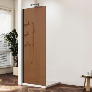 Душевая перегородка Vincea Walk-In VSW-1HWS100GSGM, 1000*2000, вороненая сталь, стекло янтарь