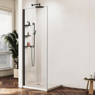 Душевая перегородка Vincea Walk-In VSW-1HWS800CLB, 800*2000, черный, стекло прозрачноe