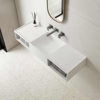 Раковина Solid Surface Vincea VWB-6S212MW, 1200*400*200, подвесная, цвет белый матовый