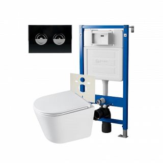 Комплект унитаза с инсталляцией Point Элемент PN48328BC с сиденьем Микролифт