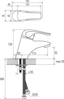 Смеситель Ravak RS 012.00 Rosa X070022 для раковины