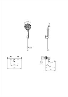 Смеситель для ванны с душем Wonzon & Woghand Stay 2 WW-B2016-A1-MB с термостатом чёрный матовый