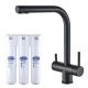 Смеситель для кухни Swedbe Selene Plus K8144BK в комплекте с фильтром Аквафор Кристалл чёрный