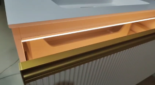 Тумба под раковину Armadi Art Quatro 790-M1-100-CM-RIB-MG-LED 100 см с подсветкой кашемир/золото матовое