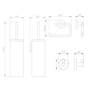 Набор аксессуаров из 3 предметов Wonzon & Woghand WW-8100-CR крючок держатель для бумаги ёршик хром