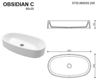 Раковина Whitecross Obsidian C 0735.065035.200 65см белый матовый