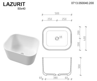 Раковина Whitecross Lazurit 0713.050040.200 50см белый матовый