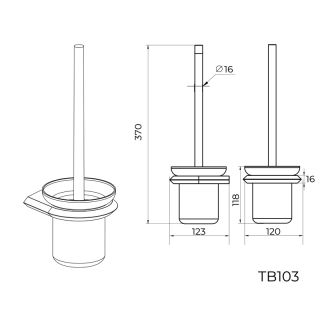 Ершик для унитаза Knotlor TB103BL, черный