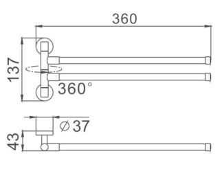 Полотенцедержатель Haiba HB112 36см хром