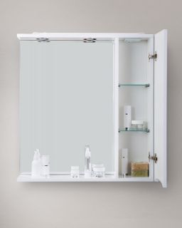 Зеркальный шкаф BelBagno с подсветкой правосторонний 80x75см Bianco Lucido MARINO-SPC-800/750-1A-BL-P-R