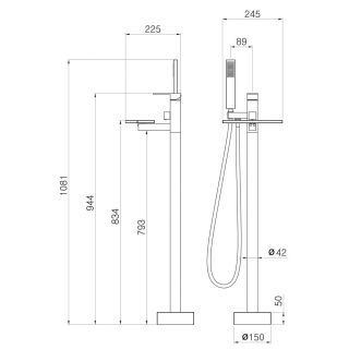 Напольный смеситель для ванны Swedbe Spira 4008 хром