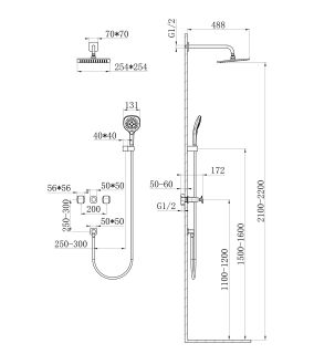 Душевой комплект Wonzon & Woghand Shakespeare WW-654701-CR хром
