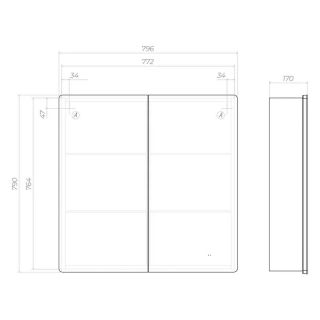 Зеркальный шкаф с подсветкой Vigo Geometry 221 80 см