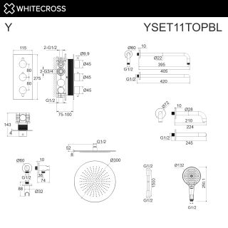 Душевой комплект термостатический WHITECROSS Y YSET11TOPGLB брашированное золото