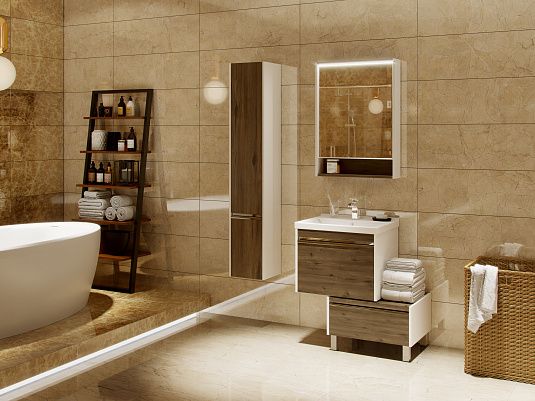 Зеркальный шкаф Акватон Капри 60см таксиния тёмная 1A230302KPDB0