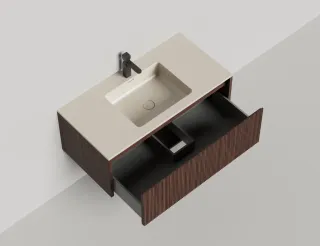 Подвесная тумба Salini Domino 27D210INF 100см шпон/фрезерованный фасад под встраиваемую раковину