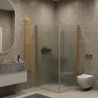 Душевой уголок на монопетле by Deonria U-90-89-6-S-G 90x89см золото/сатин