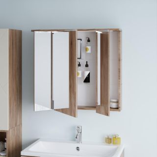 Зеркальный шкаф с подсветкой Бриклаер Кристалл 4627125417207 75 см дуб крафт табачный